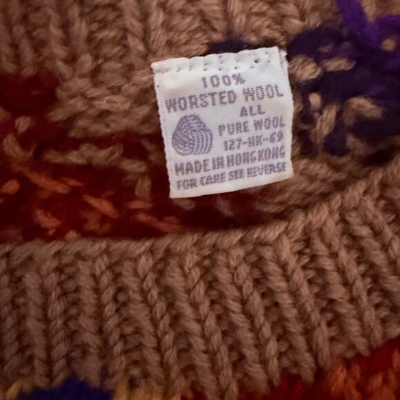 Vintage Trifles 80s Wool Sweater Fair Isle Geometric Southwestern Women Medium - Picture 3 of 5